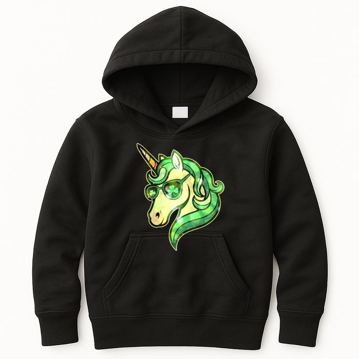 Cool St Patricks Day Lucky Shamrock Clover Unicorn Kids Hoodie