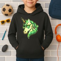 Cool St Patricks Day Lucky Shamrock Clover Unicorn Kids Hoodie
