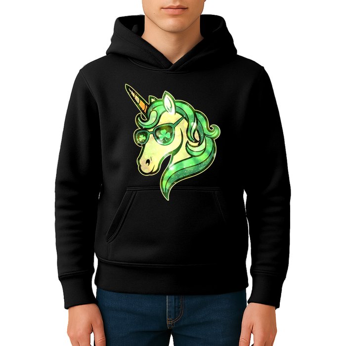 Cool St Patricks Day Lucky Shamrock Clover Unicorn Kids Hoodie