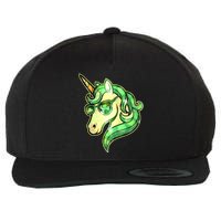 Cool St Patricks Day Lucky Shamrock Clover Unicorn Wool Snapback Cap