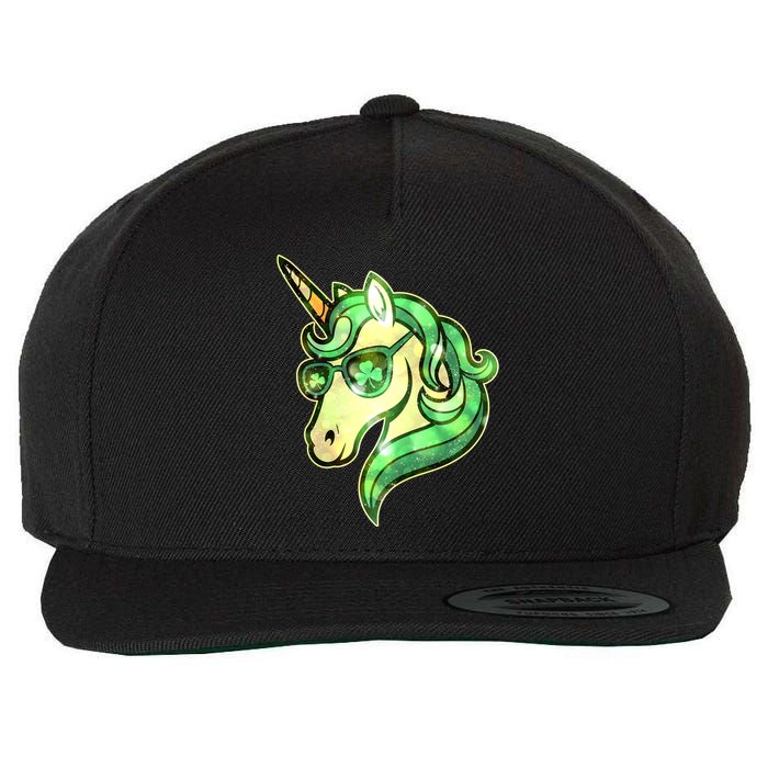 Cool St Patricks Day Lucky Shamrock Clover Unicorn Wool Snapback Cap