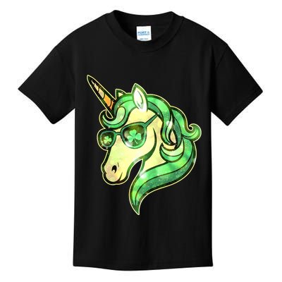 Cool St Patricks Day Lucky Shamrock Clover Unicorn Kids T-Shirt