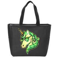 Cool St Patricks Day Lucky Shamrock Clover Unicorn Zip Tote Bag