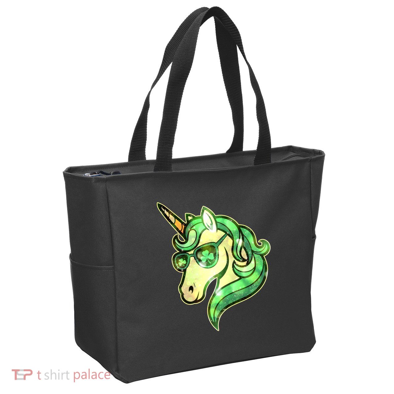 Cool St Patricks Day Lucky Shamrock Clover Unicorn Zip Tote Bag