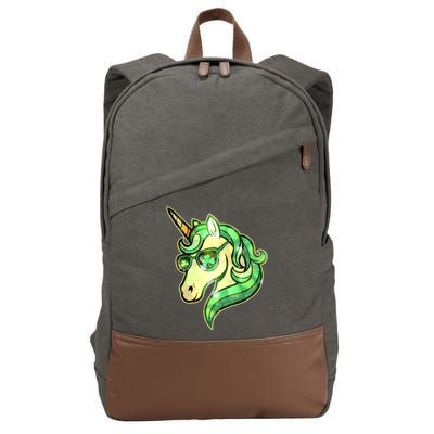 Cool St Patricks Day Lucky Shamrock Clover Unicorn Cotton Canvas Backpack