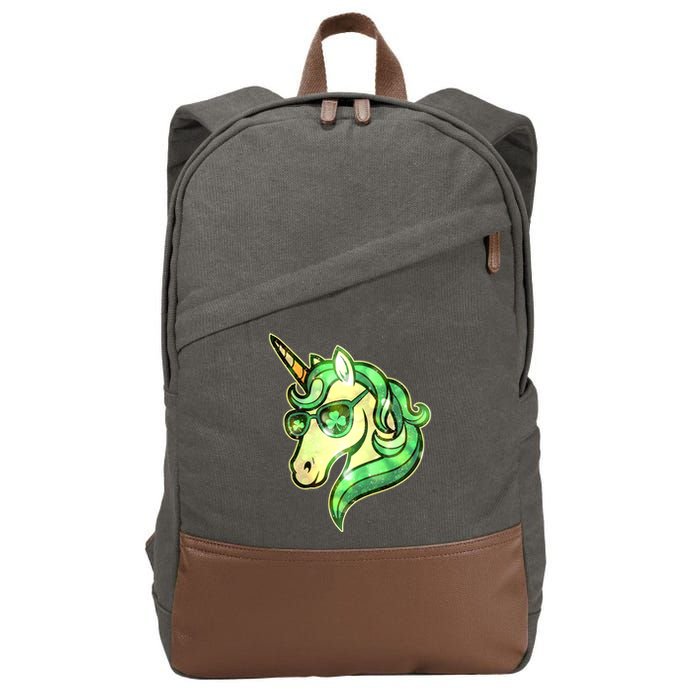 Cool St Patricks Day Lucky Shamrock Clover Unicorn Cotton Canvas Backpack