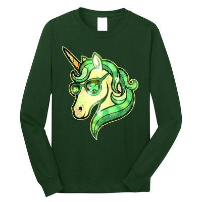 Cool St Patricks Day Lucky Shamrock Clover Unicorn Long Sleeve Shirt