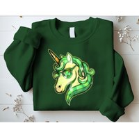 Cool St Patricks Day Lucky Shamrock Clover Unicorn Sweatshirt