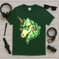 Cool St Patricks Day Lucky Shamrock Clover Unicorn T-Shirt