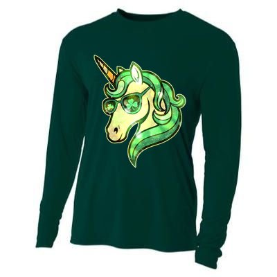 Cool St Patricks Day Lucky Shamrock Clover Unicorn Cooling Performance Long Sleeve Crew