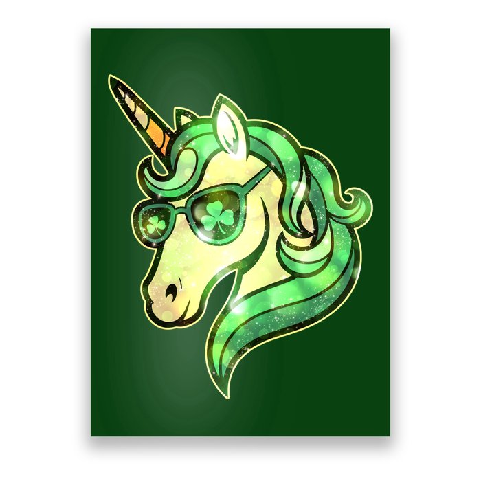 Cool St Patricks Day Lucky Shamrock Clover Unicorn Poster