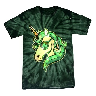 Cool St Patricks Day Lucky Shamrock Clover Unicorn Tie-Dye T-Shirt