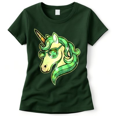 Cool St Patricks Day Lucky Shamrock Clover Unicorn Womens T-Shirt