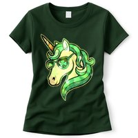 Cool St Patricks Day Lucky Shamrock Clover Unicorn Womens T-Shirt