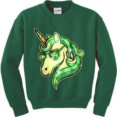 Cool St Patricks Day Lucky Shamrock Clover Unicorn Kids Sweatshirt
