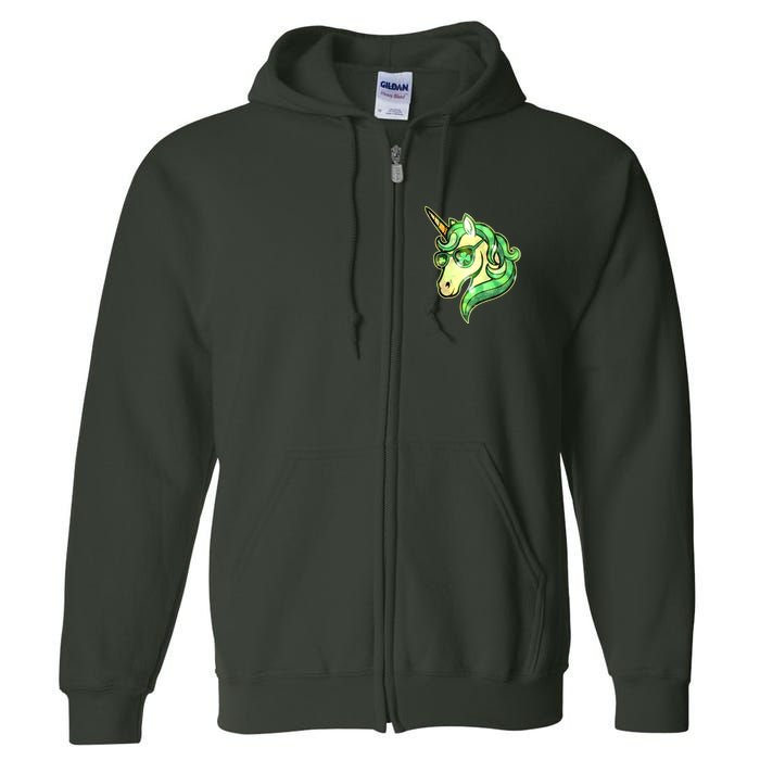 Cool St Patricks Day Lucky Shamrock Clover Unicorn Full Zip Hoodie