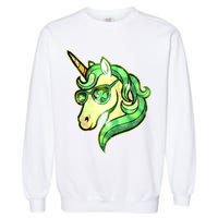Cool St Patricks Day Lucky Shamrock Clover Unicorn Garment-Dyed Sweatshirt