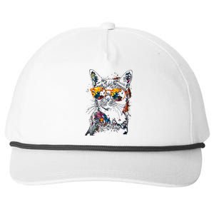 Cat Sunglasses Pet Animal Art Cat Snapback Five-Panel Rope Hat