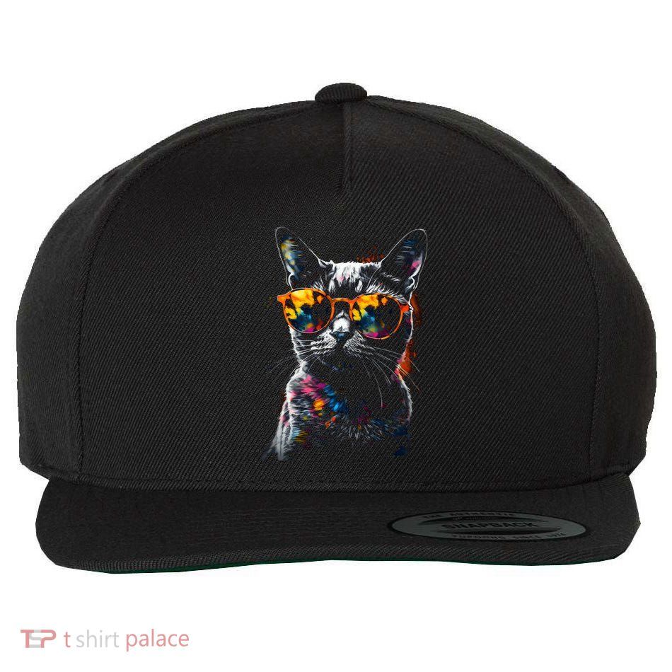 Cat Sunglasses Pet Animal Art Cat Wool Snapback Cap