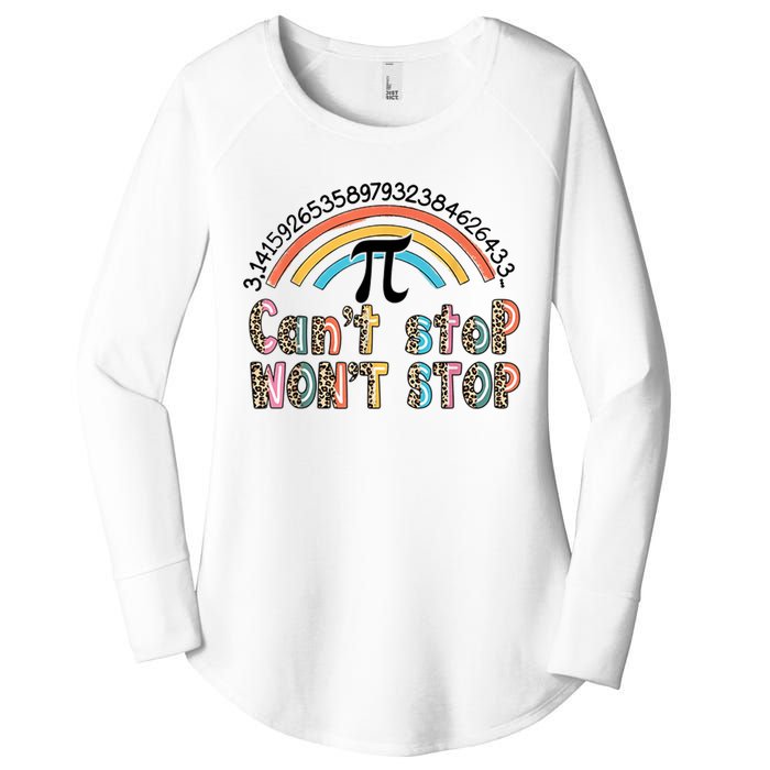 Can't Stop Pi Won't Stop Leopard Pi Day Math Lover Women's Perfect Tri Tunic Long Sleeve Shirt