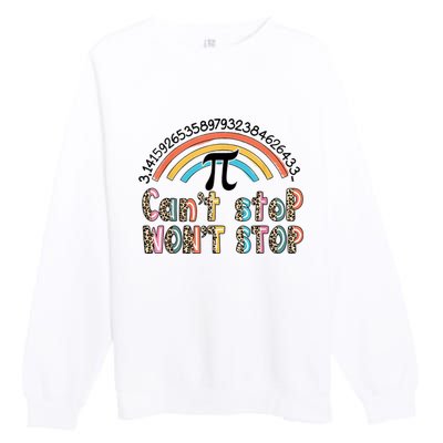 Can't Stop Pi Won't Stop Leopard Pi Day Math Lover Premium Crewneck Sweatshirt