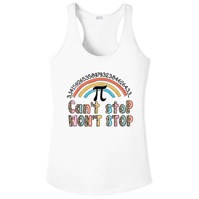 Can't Stop Pi Won't Stop Leopard Pi Day Math Lover Ladies PosiCharge Competitor Racerback Tank