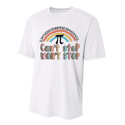 Can't Stop Pi Won't Stop Leopard Pi Day Math Lover Performance Sprint T-Shirt