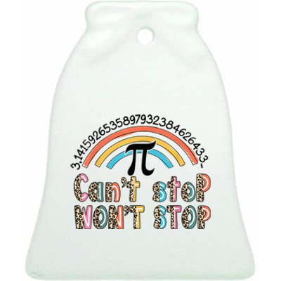 Can't Stop Pi Won't Stop Leopard Pi Day Math Lover Ceramic Bell Ornament