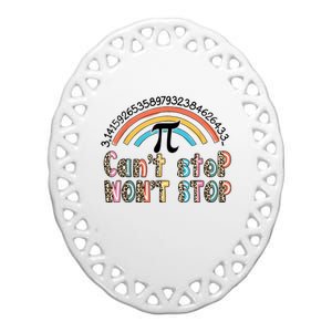 Can't Stop Pi Won't Stop Leopard Pi Day Math Lover Ceramic Oval Ornament