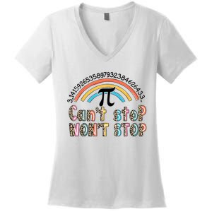 Can't Stop Pi Won't Stop Leopard Pi Day Math Lover Women's V-Neck T-Shirt