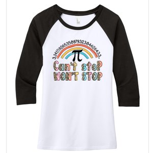 Can't Stop Pi Won't Stop Leopard Pi Day Math Lover Women's Tri-Blend 3/4-Sleeve Raglan Shirt