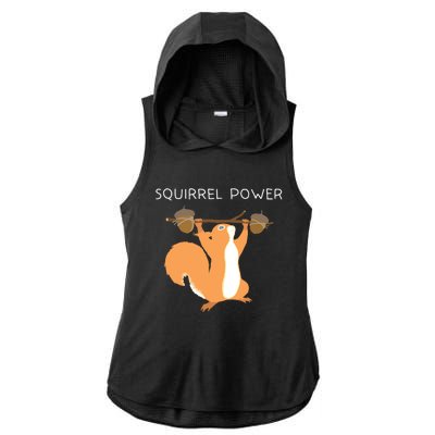 Cute Squirrel Power Ladies PosiCharge Tri-Blend Wicking Draft Hoodie Tank