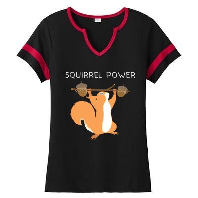 Cute Squirrel Power Ladies Halftime Notch Neck Tee