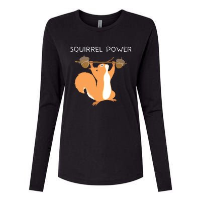 Cute Squirrel Power Womens Cotton Relaxed Long Sleeve T-Shirt