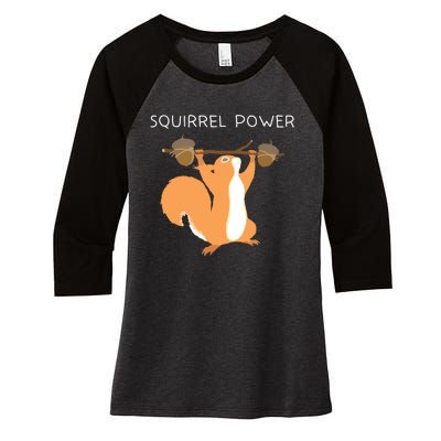 Cute Squirrel Power Women's Tri-Blend 3/4-Sleeve Raglan Shirt