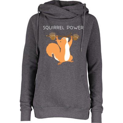 Cute Squirrel Power Womens Funnel Neck Pullover Hood