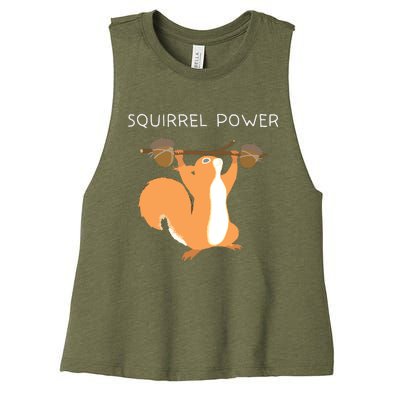 Cute Squirrel Power Women's Racerback Cropped Tank