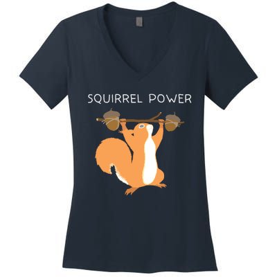 Cute Squirrel Power Women's V-Neck T-Shirt