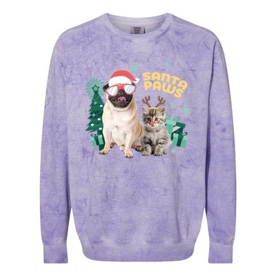 Christmas Santa Paws Gift Colorblast Crewneck Sweatshirt