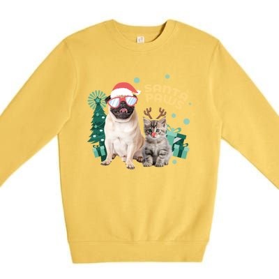 Christmas Santa Paws Gift Premium Crewneck Sweatshirt