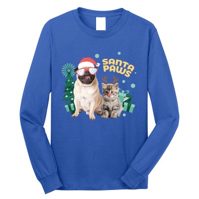 Christmas Santa Paws Gift Long Sleeve Shirt