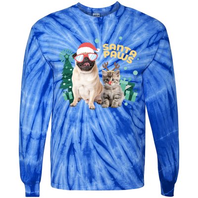 Christmas Santa Paws Gift Tie-Dye Long Sleeve Shirt