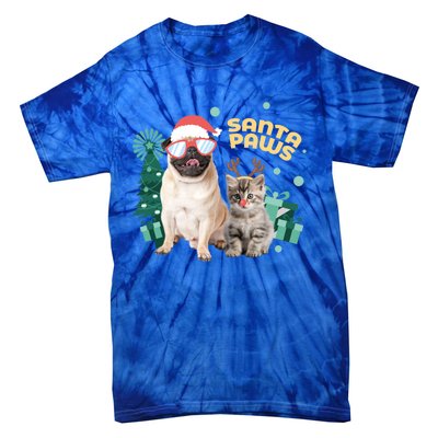 Christmas Santa Paws Gift Tie-Dye T-Shirt