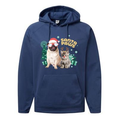 Christmas Santa Paws Gift Performance Fleece Hoodie