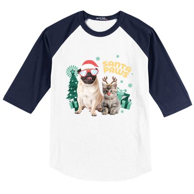 Christmas Santa Paws Gift Baseball Sleeve Shirt