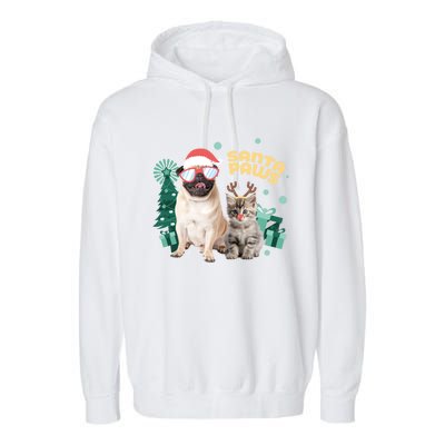 Christmas Santa Paws Gift Garment-Dyed Fleece Hoodie