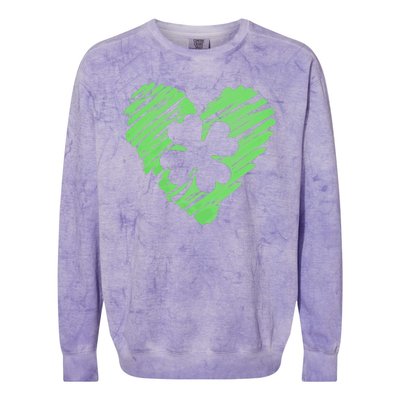 Cute St Patrick's Day Scribble Shamrock Heart Colorblast Crewneck Sweatshirt