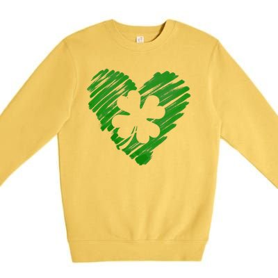 Cute St Patrick's Day Scribble Shamrock Heart Premium Crewneck Sweatshirt