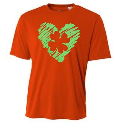 Cute St Patrick's Day Scribble Shamrock Heart Cooling Performance Crew T-Shirt