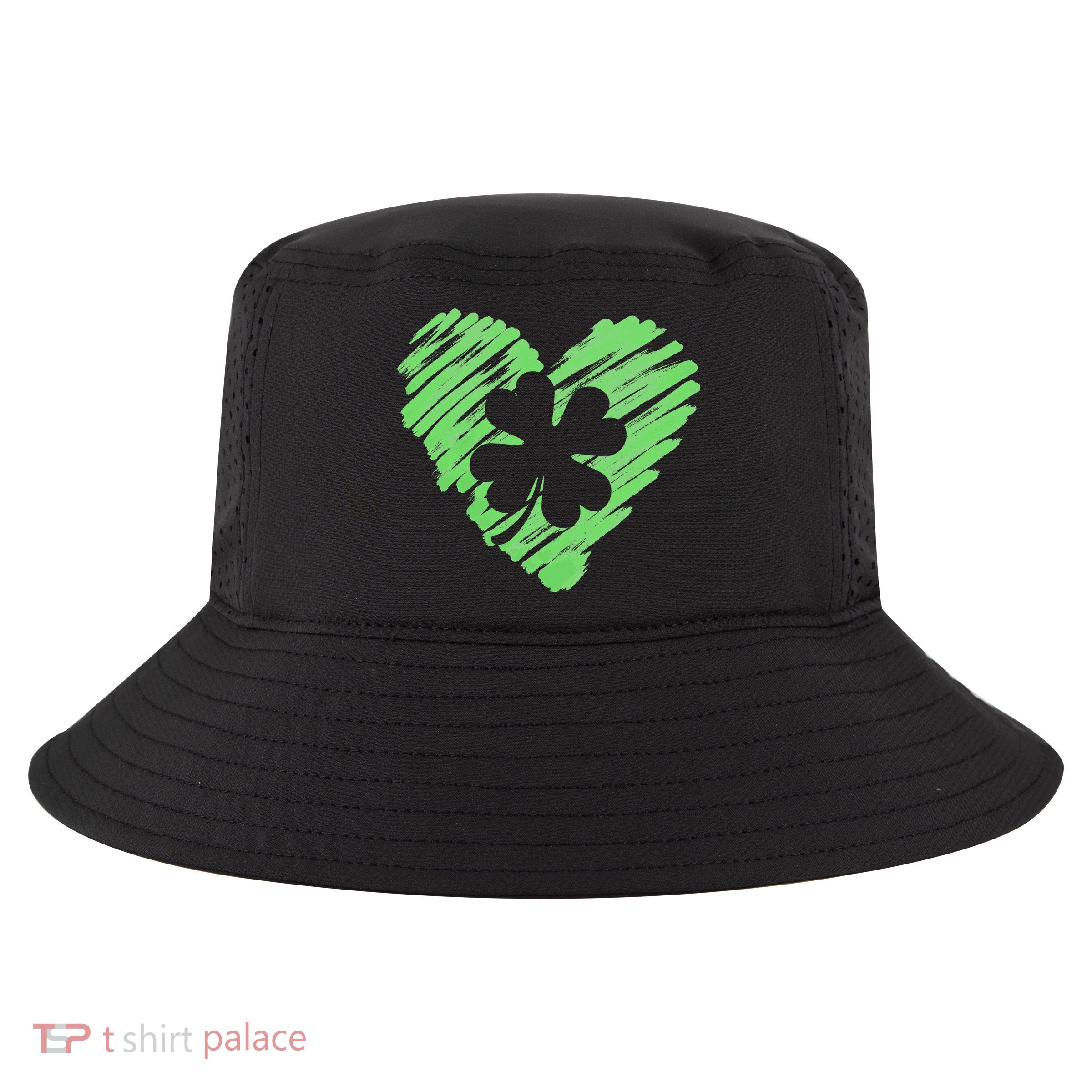 Cute St Patrick's Day Scribble Shamrock Heart Cool Comfort Performance Bucket Hat